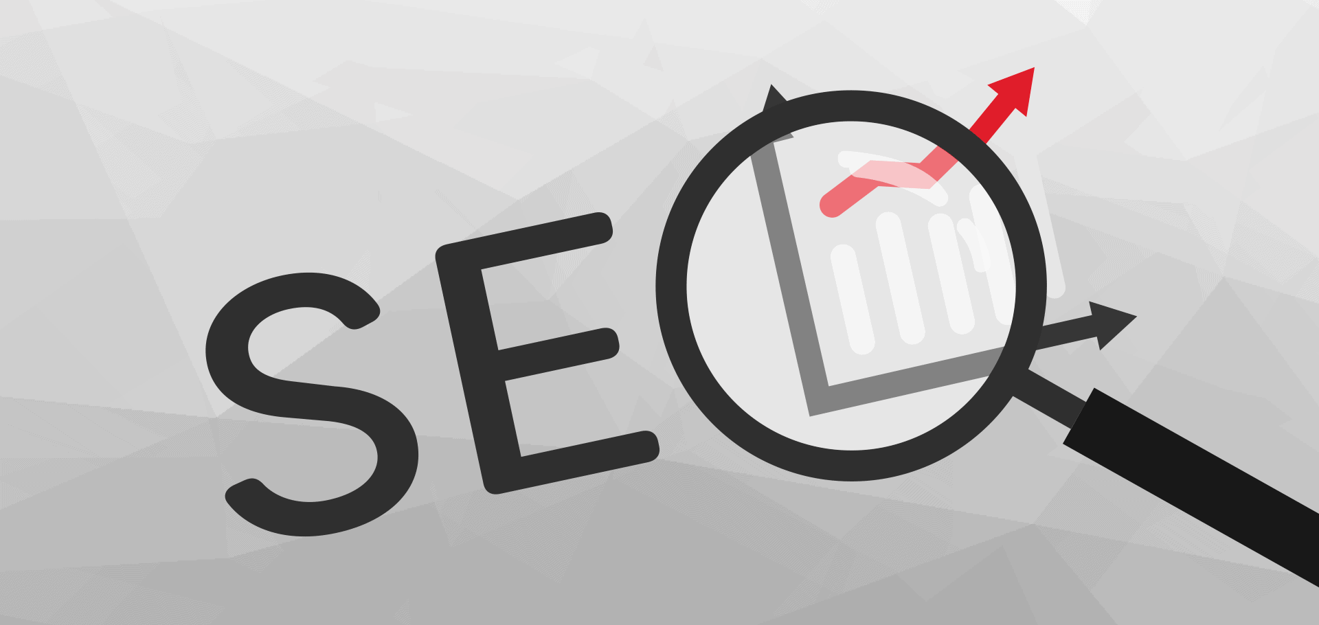 Illustration von den Buchstaben SEO, wobei das O durch eine Lupe ersetzt wurde, das eine Statistik näher betrachtet.