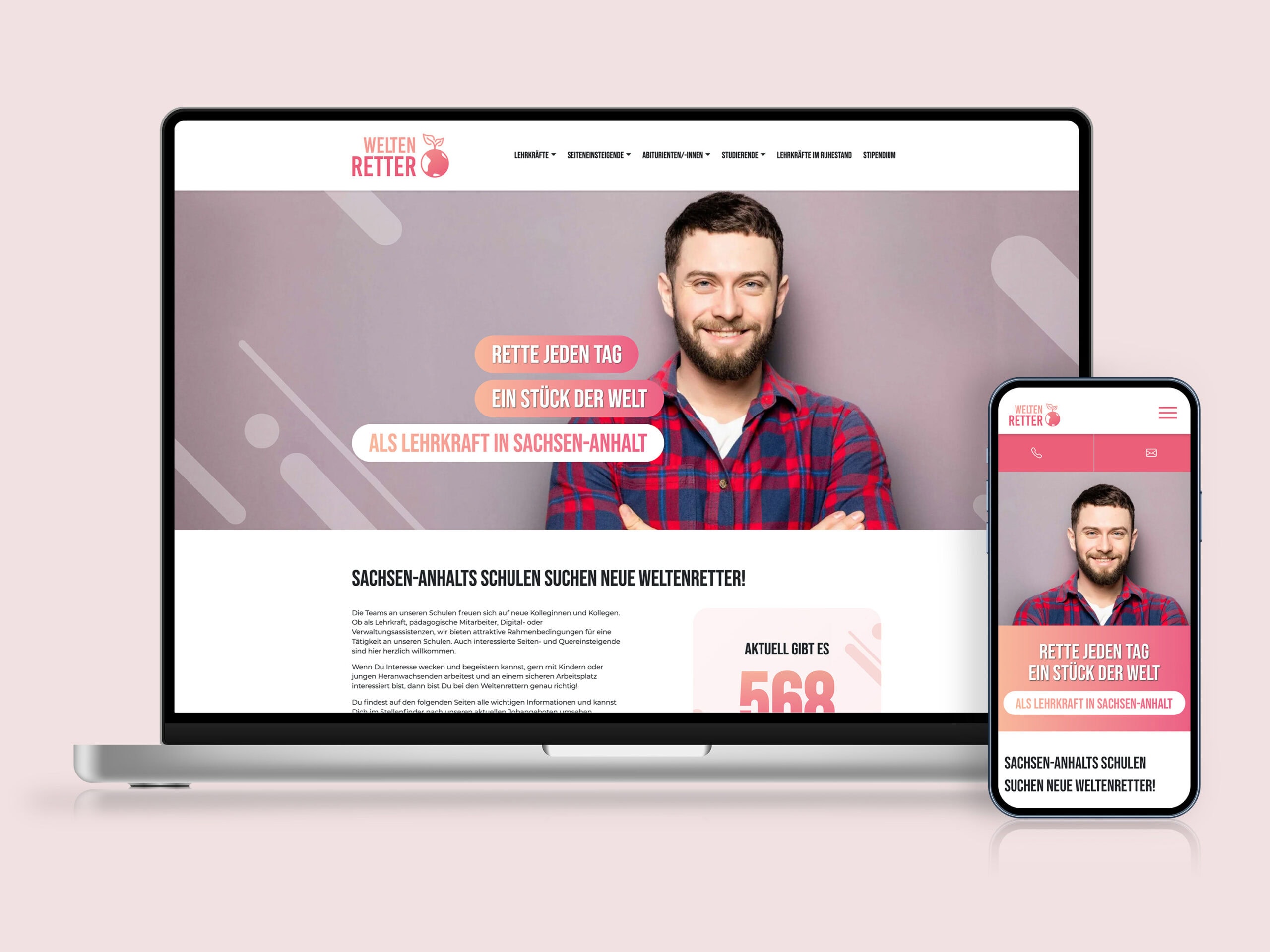 Entwurf der Startseite für die Weltenretter-Kampagne des Ministeriums für Bildung des Landes Sachsen-Anhalt