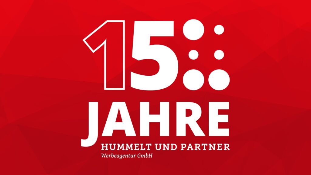 Illustration vom Schriftzug "15 Jahre"