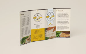 8-seitiger Flyer von Altmark-Mühle Fuchs von uns im passenden CD gestaltet.