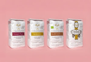 Verpackungsdesign: Von uns gestaltete Mehltüten für Altmark-Mühle Fuchs