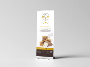 Bild von dem aufgestellten Roll-Up, das wir für Altmarkmühle Fuchs gestaltet haben.