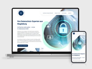Mock-Up von einem Laptop und einem Smartphone, die die Startseite von CL Datenschutz zeigen