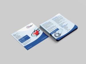 Vorder- und Rückseite des quadratischen Flyers für die Hausarztpraxis Wilke in Magdeburg