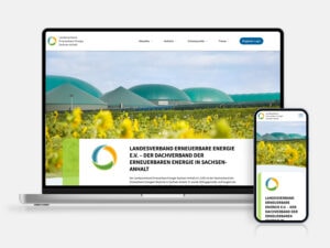 Laptop und Smartphone Mock-Ups von Startseite der LEE eV