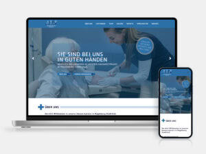 Webdesign auf Laptop und Smartphone für die Hausarztpraxis Stadtfeld in Magdeburg.