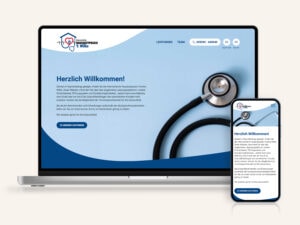 Die Startseite der von uns gestalteten Website für die Hausarztpraxis Wilke in Magdeburg auf Laptop und Smartphone
