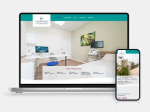 Webdesign: Die Website der Hausarztpraxis Baborowski aus Magdeburg als Ansicht auf Laptop und Smartphone