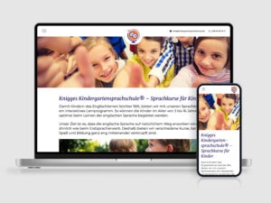 Die Startseite der Website für Knigges Kindergartensprachschule Magdeburg. Webdesign.