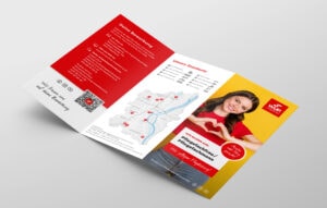 Der ausgeklappte, 6-seitige Flyer für die WUP Magdeburg