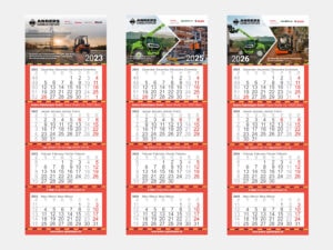 3 von uns gestaltete Jahreskalender von 2023, 2025 und 2026 für Anders Gabelstapler GmbH