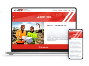 Das Design für die Website der MDK GmbH Magdeburg auf Laptop und Smartphone.
