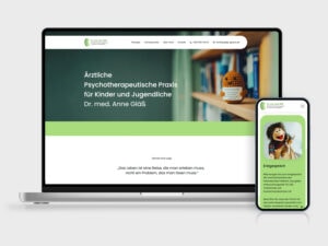 Webdesign für Arztpraxis aus Magdeburg: Die Startseite auf Desktop und Mobil.