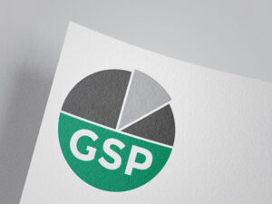 Das Logo für GSP auf Papier