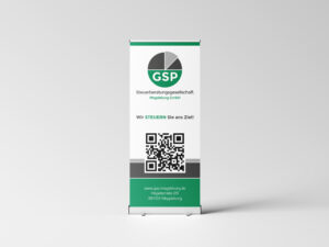 Aufgestelltes Roll-Up für GSP Magdeburg