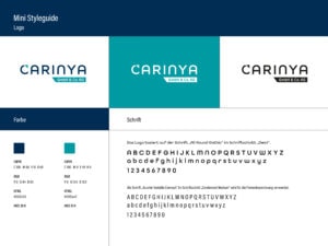 Styleguide für Carinya GmbH Magdeburg mit Logo, Farben und Schriftarten etc.