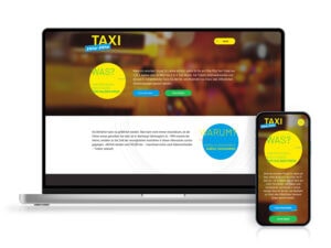 Das Webdesign von der hummelt und partner Werbeagentur Magdeburg für Fifty-Fifty-Taxi auf Laptop und Smartphone