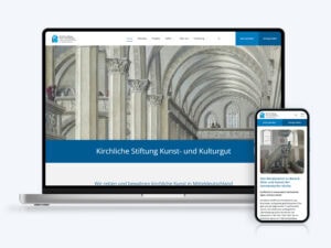 Ansicht der von uns gestalteten Website für KSKK auf Desktop und Mobil.