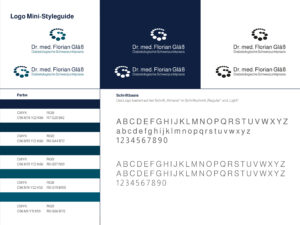 Der Logostyleguide für Praxis Dr. Florian Gläß mit definierten Farben und Schriften