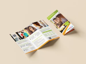 Sechs-seitiger Flyer zur Abo-Monatskarte für marego. Design von hummelt und partner | Werbeagentur Magdeburg